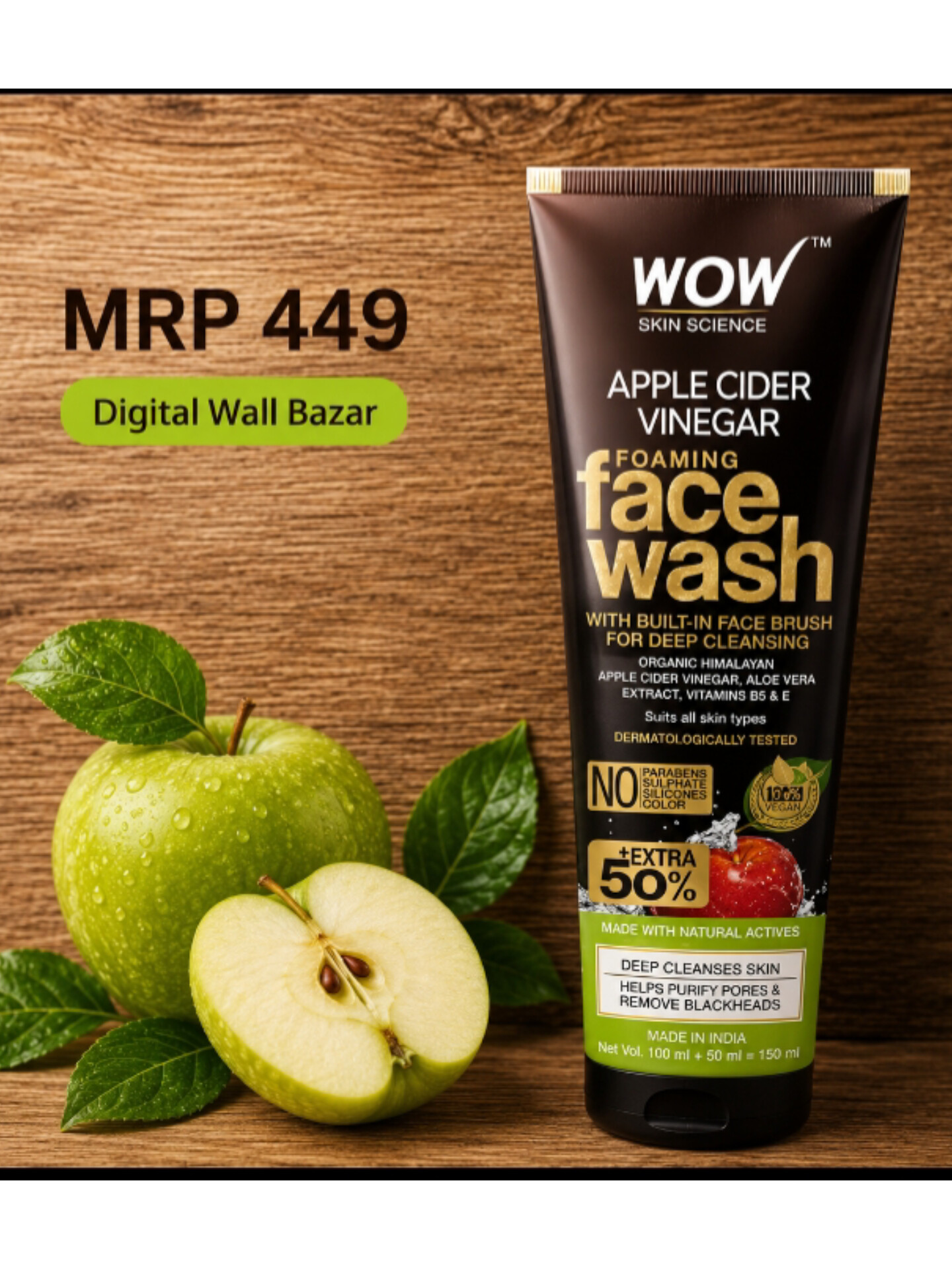 Wow Applecider Charcoal Face Wash