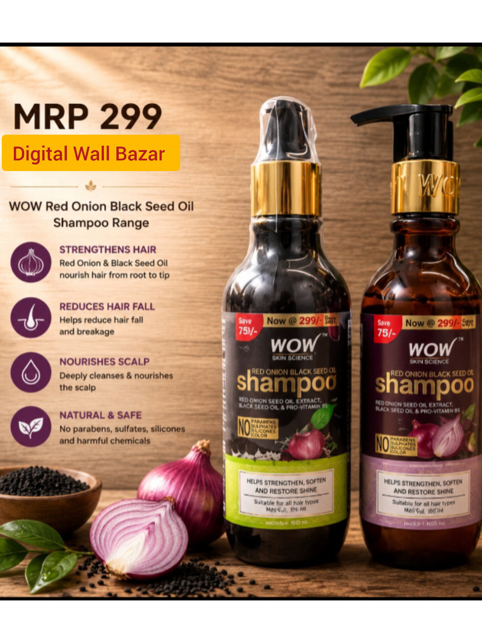 Wow Red Onion Black Seeds Shampoo