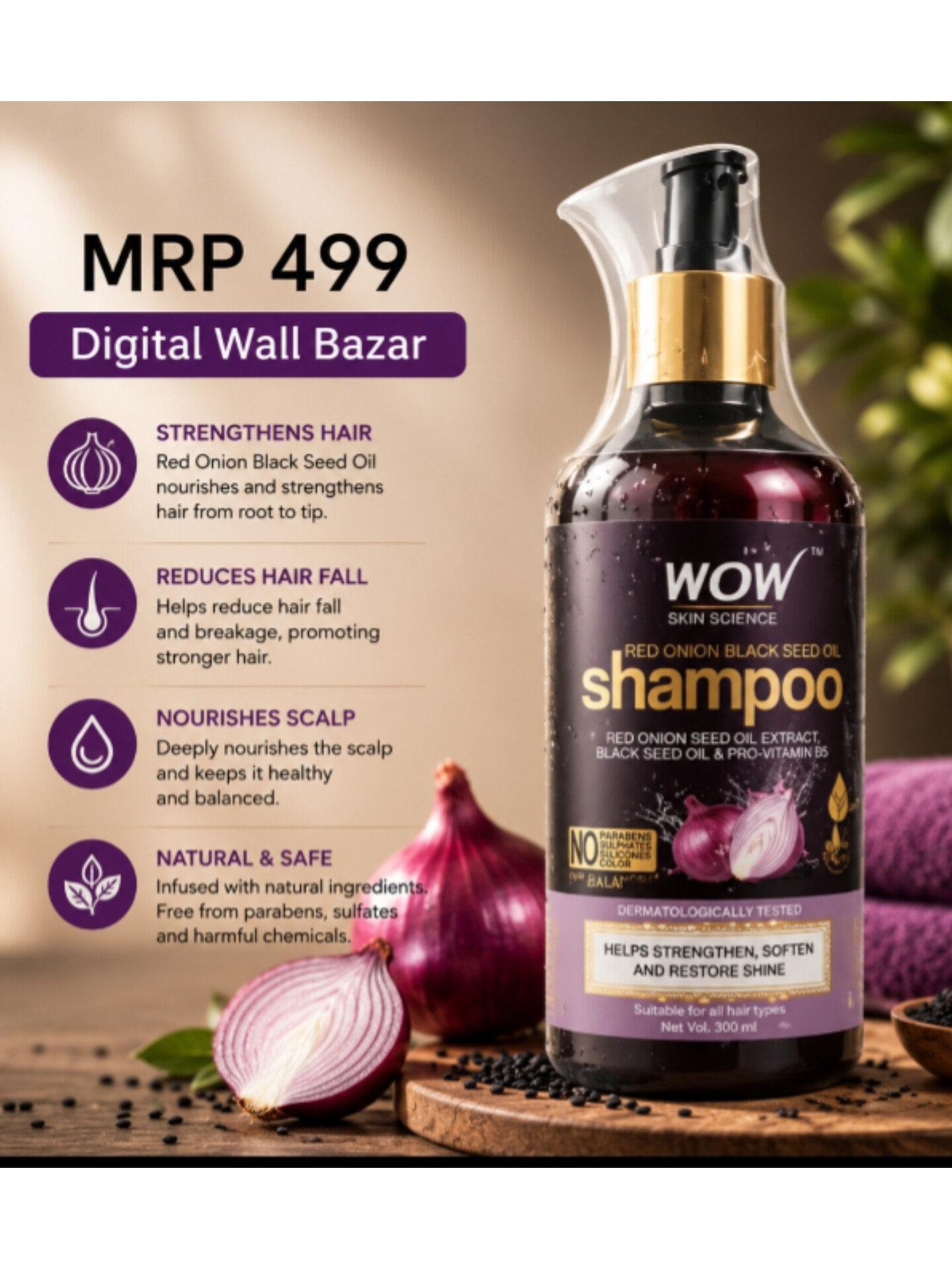 Wow Red Onion Black Seeds Shampoo