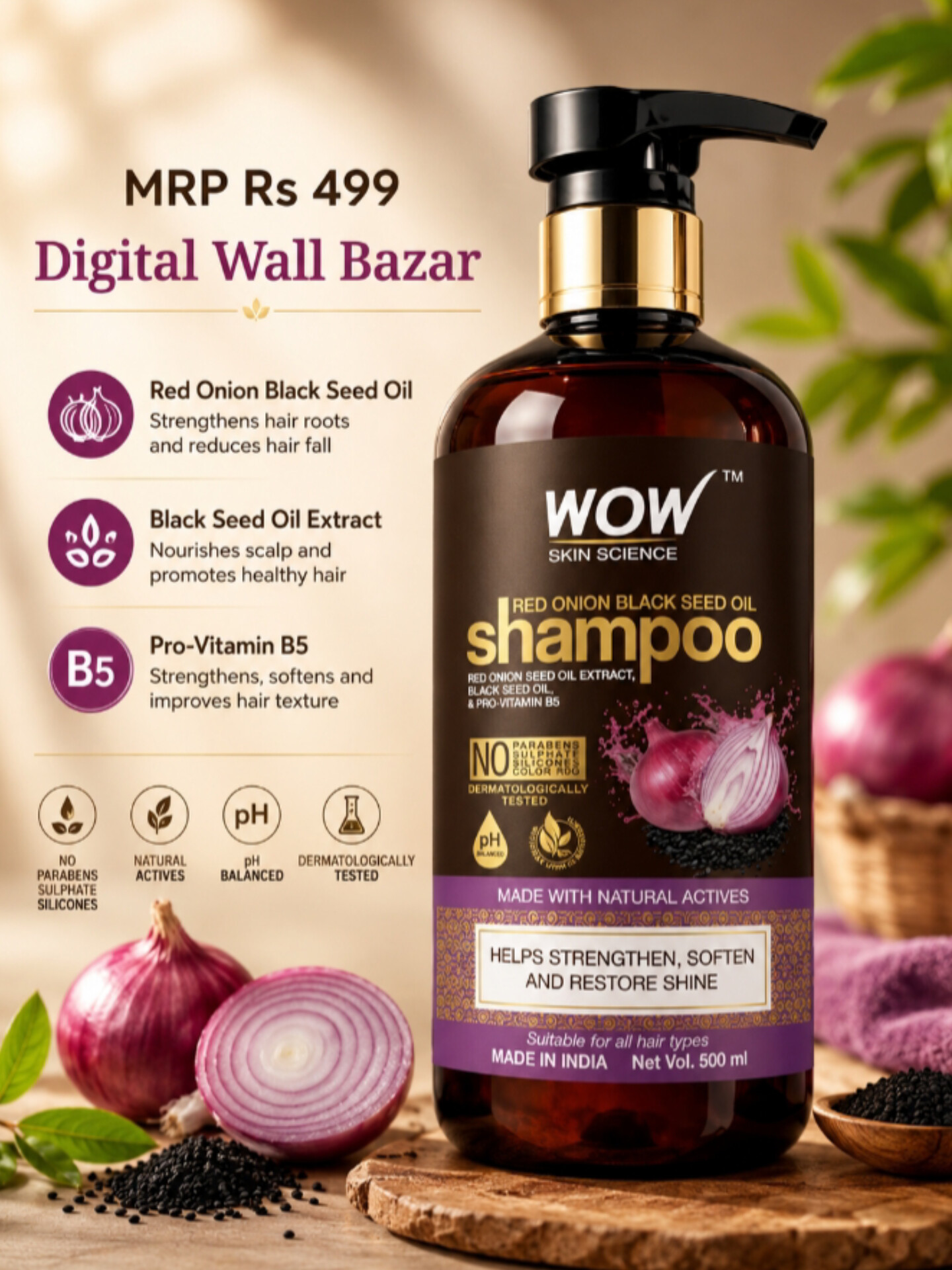 Wow Red Onion Black Seed Oil Shampoo