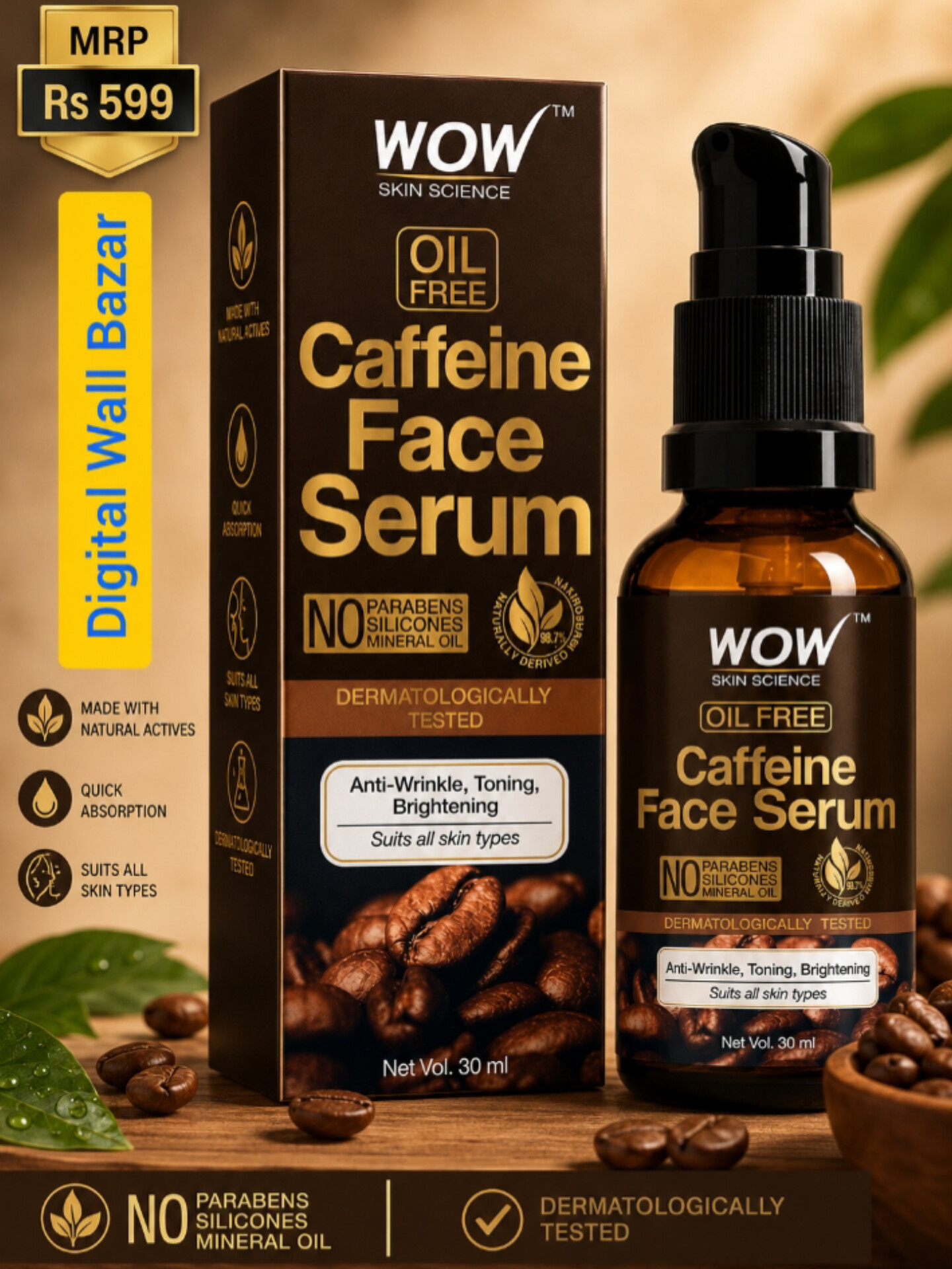 Wow Oil Free Caffeine Face Serum