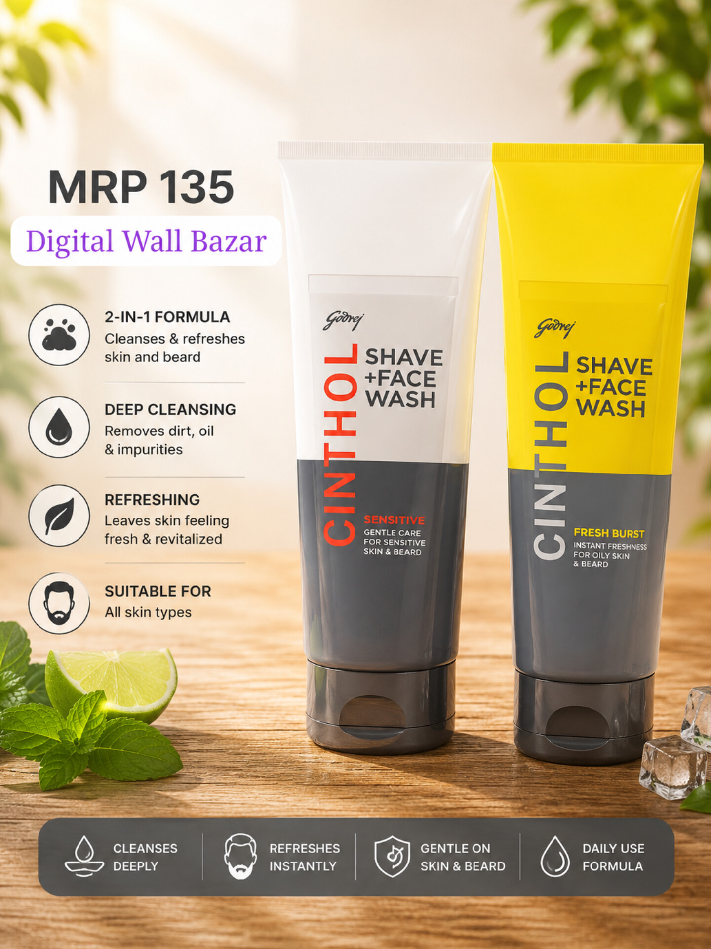 CINTHOL SHAVE+FACE WASH