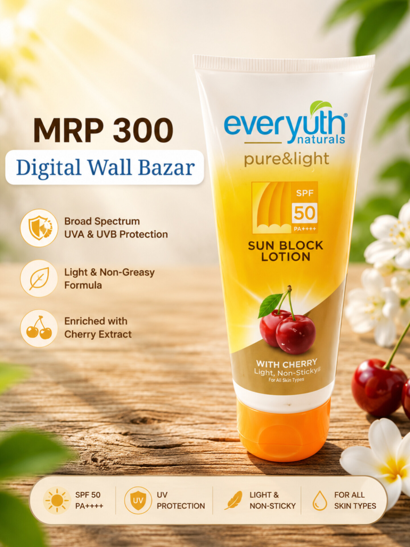 everyurth naturals pure & light sun Block Lotion